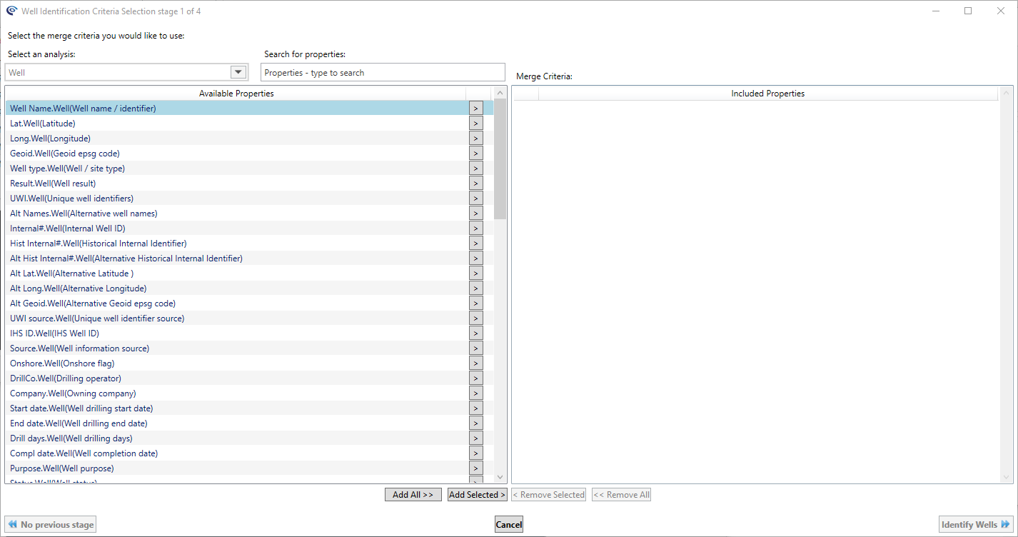 Well Merge Properties